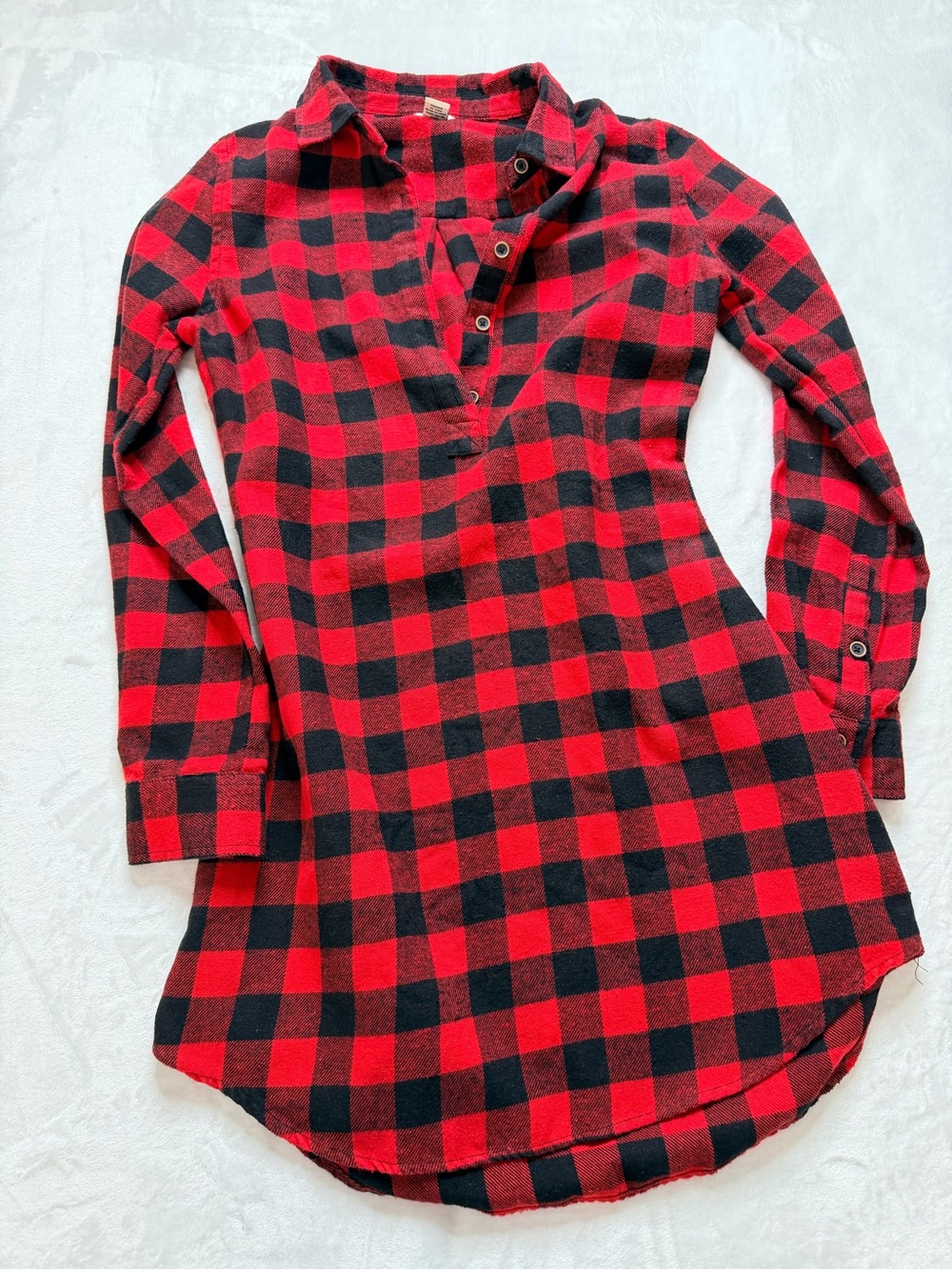 Forever 21 Red & Black Buffalo Plaid Long-Sleeve Tunic Dress